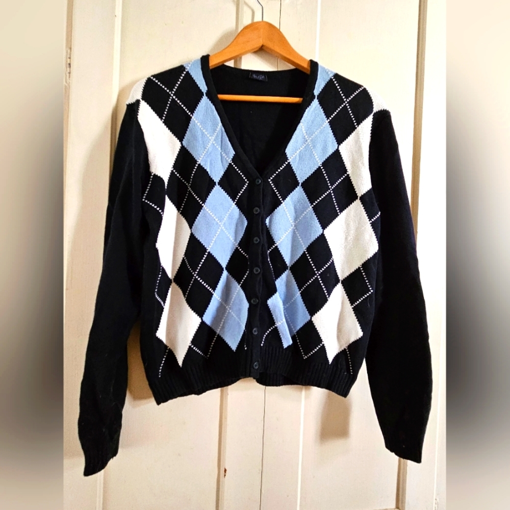 Plaid button up sweater